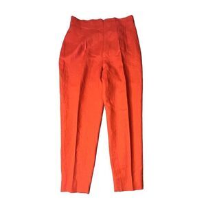 Donna Morgan Petite Orange Linen High Waisted Slacks Pencil Pant sz 10P Retro